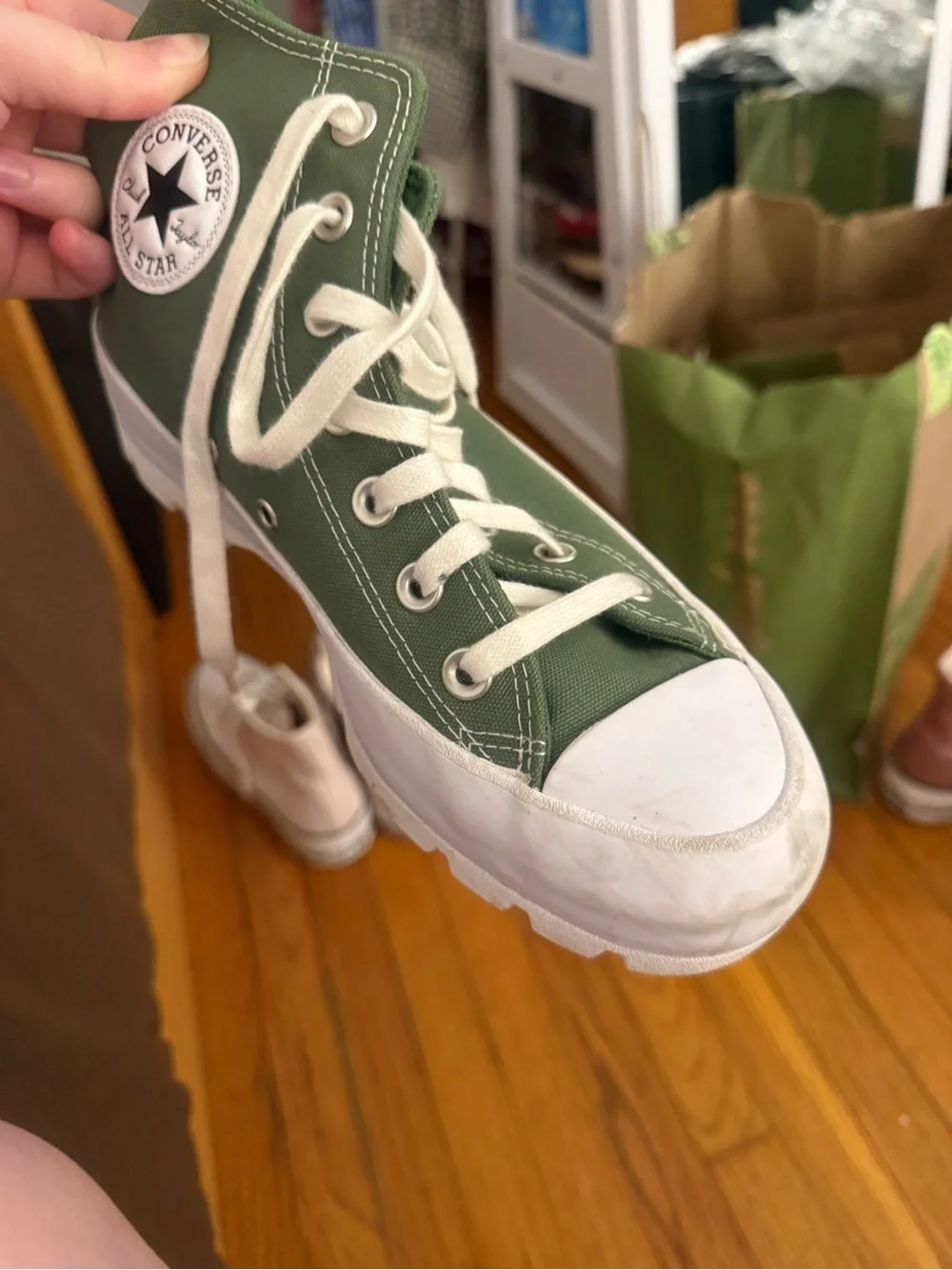 Converse Sage Green High-Top Platform Lugged Sneakers